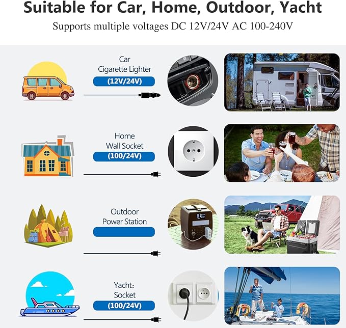 AAOBOSI 12 Volt Car Refrigerator, 42L Portable Car Fridge Freezer Electric Cooler Dual Zone Extension Handle, 12/24V DC and 110-240V AC, Mini Fridge for Camping, Travel, Truck, RV