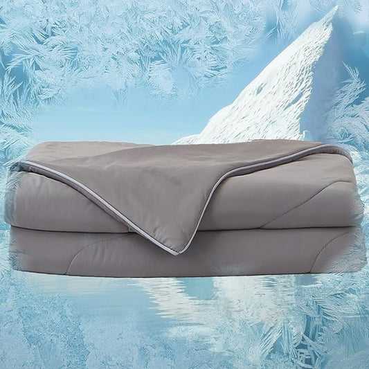 MorroMorn Cooling Comforter for Hot Sleepers & Night Sweats - IceyRest Cold Touch Technology, Lightweight Summer Blanket All-Season Breathable Silk Smooth (Cool Gray, King Size 104"x90")