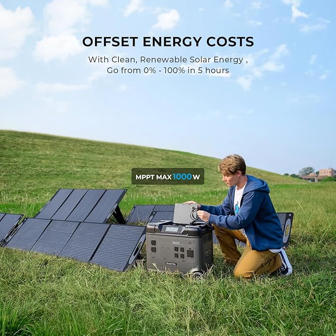 OUKITEL P5000 Solar Generator with 400W Panel, 5120Wh Solar power station with 5x2200W AC Outlets (4000W Peak), 1800W Fast Charging, Emergency Power Station for Home, Camping & RVs, Battery Backup