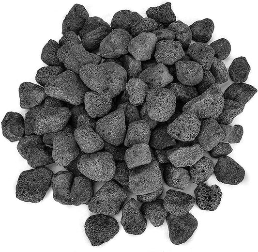 Stanbroil 10 Pounds Black Lava Rock Granules, Decorative Landscaping for Fire Bowls, Fire Pits, Gas Log Sets, Indoor or Outdoor Fireplaces(1 1/5" - 2")