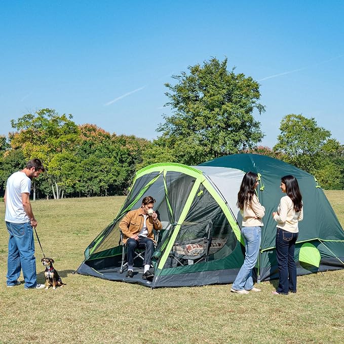 6/8 Person Large Waterproof Family Tents for Camping, Screened Camping Tent with Screen Porch, Bug-Free Relaxation & Easy Setup, Includes Rainfly & Carry Bag