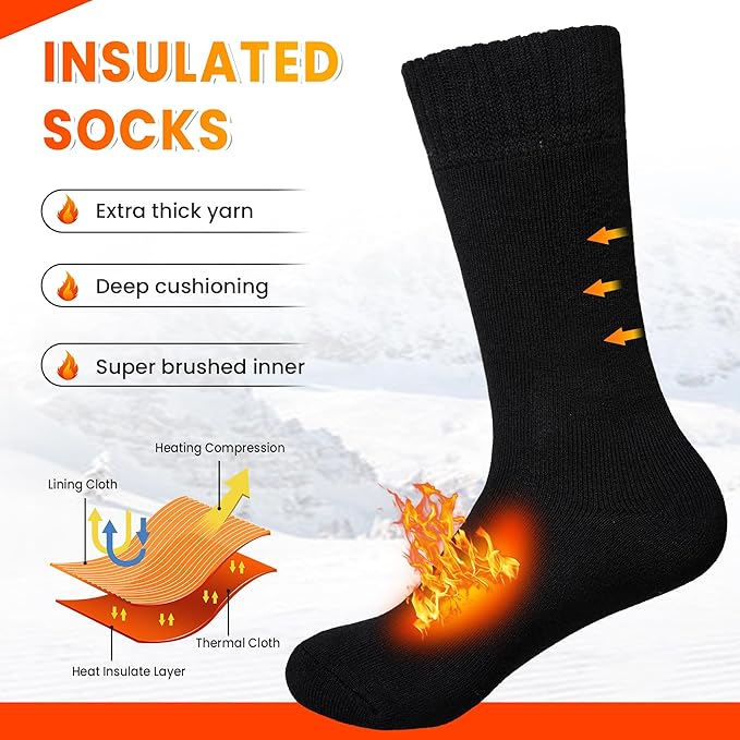 Velice Winter Warm Thermal Socks for Women Extra Thick Insulated Heated Crew Boot Socks for Cold Weather 5 Pairs