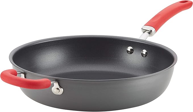 Rachael Ray Create Delicious Deep Hard Anodized Nonstick Frying Pan / Fry Pan / Hard Anodized Skillet - 12.5 Inch, Gray