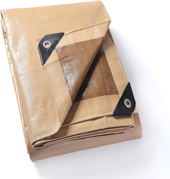 GUARD SHIELD Beige Tarp 20x40 Feet Large Tarps Heavy Duty Outdoor Tarpaulin Cover 12mil