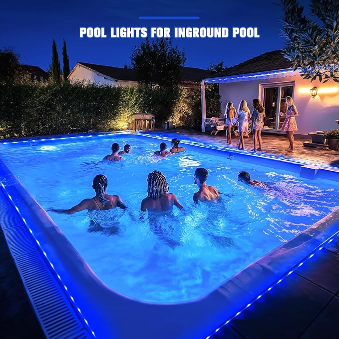 JMEXSUSS 200 LED Solar Pool Lights for Above Ground, 66 ft IP65 Waterproof Pools Lights Outdoor with 8 Modes, Pool Accessories Solar Rope Light for Trampoline Fence Yard Walkway