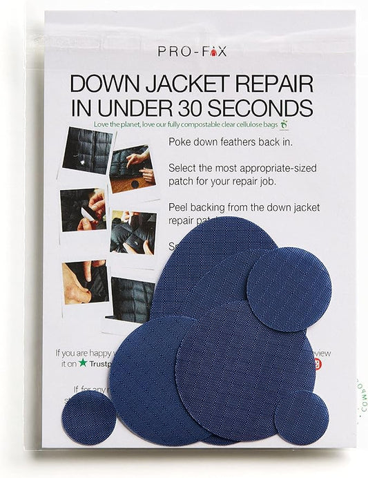 Self-Adhesive Waterproof Repair Patch Kit - 30-Second Fix for Down Jackets, Tents, Sleeping Bags, Backpacks, Outdoor and Camping Gear - Pre-Cut Nylon Ripstop Patches, Multiple Colors - Dark Blue
