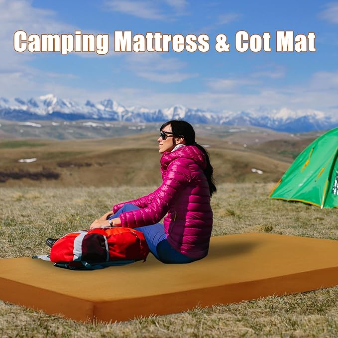 BALAPET Memory Foam Camping Mattress for Outdoor Sleeping, Porable 3" Thickness Roll Up Camping Mattress Pad Mat for Travel Truck Bed Tent