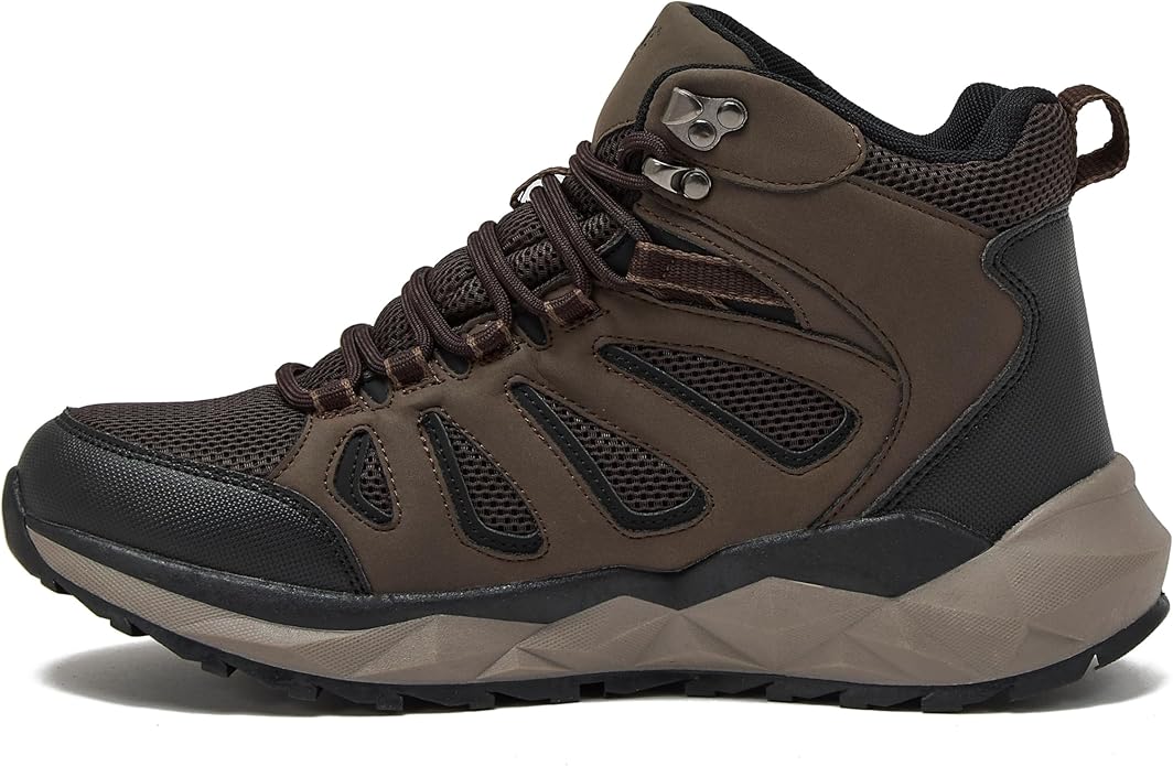 HI-TEC Valley Geo Mid Waterproof Hiking Boots for Men, Lightweight Breathable Outdoor Trekking and Trail Sneakers, Sizes 7 to 15