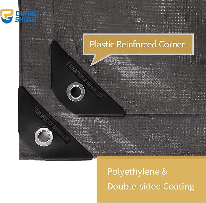 GUARD SHIELD Heavy Duty Tarp Waterproof 12x20 Feet Grey Large Outdoor Tarps Cover 12mil