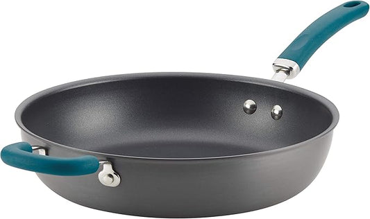 Rachael Ray Create Delicious Deep Hard Anodized Nonstick Frying Pan / Fry Pan / Hard Anodized Skillet - 12.5 Inch, Gray