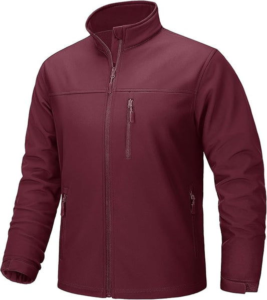 TACVASEN Men's Lightweight Softshell Jacket Fleece Lined Waterproof Tactical Rain Zip Up Winter Coat Windbreaker Casual