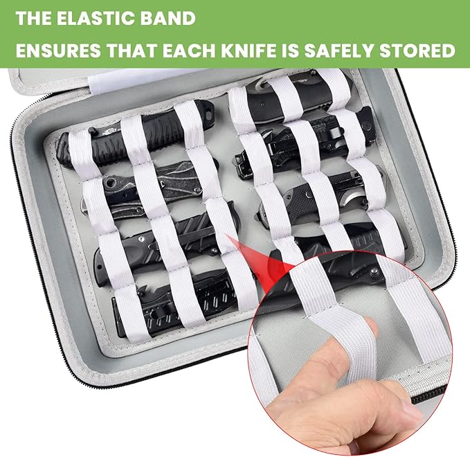 ALKOO Knife Display Case – Pocket & Folding Knife Organizer Holds 44 Knives, Shockproof Collector Storage Bag with Handle, Ideal for EDC, Hunting, Camping, Survival (Box Only)