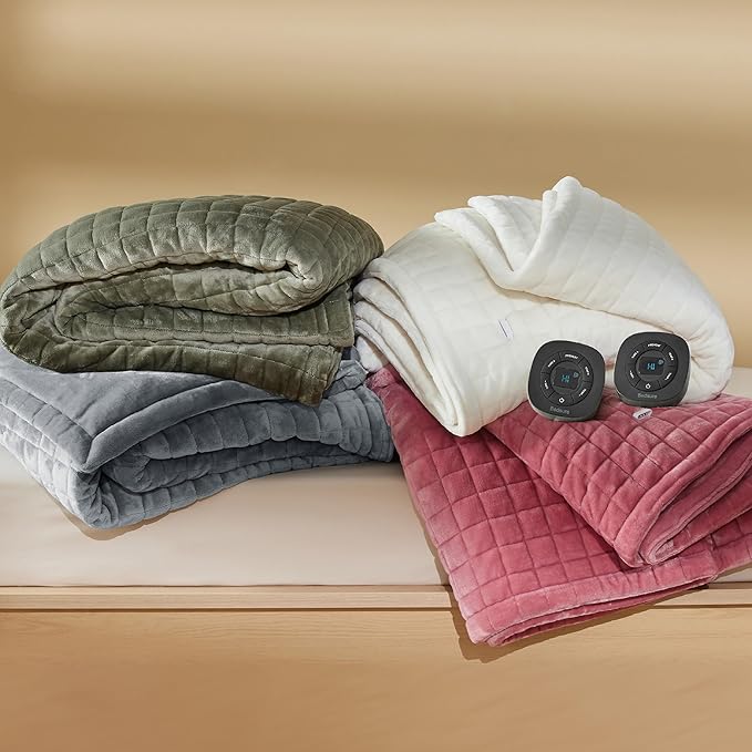 Bedsure Electric Blanket King Size - Dual Control Heated Weighted Blanket King with 10 Heat Settings, Fast Heating with 10 Time Settings (100x90 inches, Ivory)