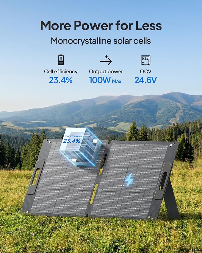 BLUETTI AC2A Solar Generator with 100W Solar Panel Included (Ships Separately), 204Wh LFP Battery Backup, w/ 2 300W (600W Power Lifting) AC Outlets, 0-80% in 40 Min, Portable Power Station for Camping