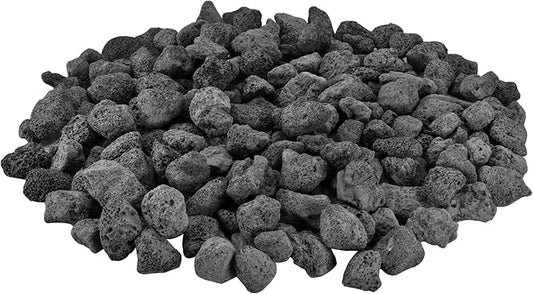 Mr. Fireglass Natural Lava Rock, 0.8"-1.2" Medium Volcanic Lava Rock for Indoor & Outdoor Fire Pits, Fireplaces, Fire Bowls & Fire Table, Decorative Garden Landscaping, Potted Plants -10 Pounds, Black