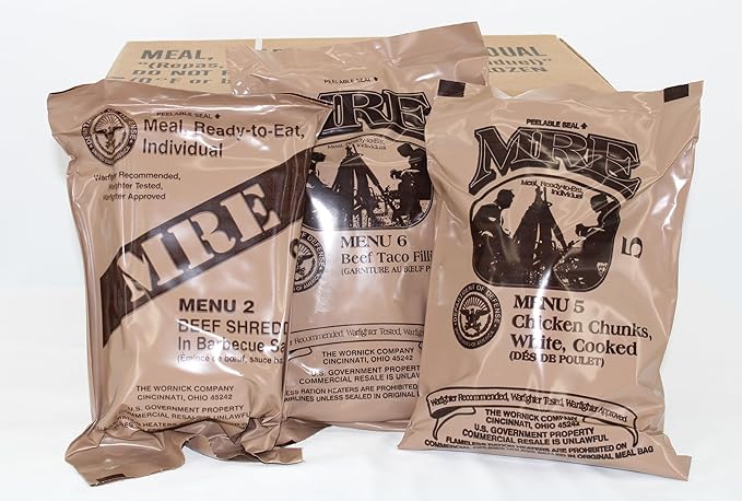 Wornick MRE Meals Ready to Eat, Inspection 2024, 2025 or Better, Emergency Food Supply, Survival Camping Outdoor 12 Pack (B Case, 1, Count)