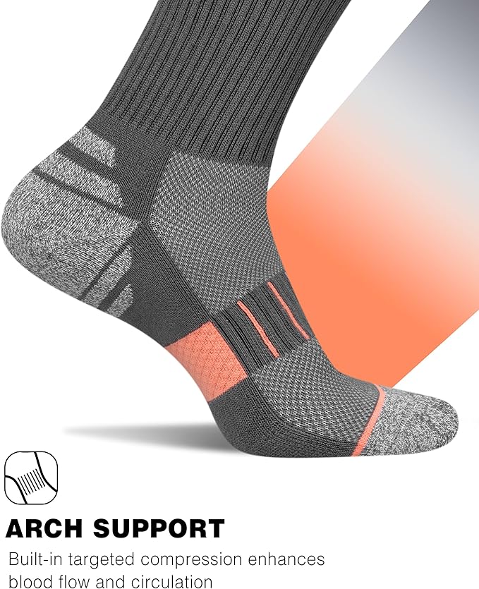 Crew Socks for Women,Athletic Hiking Running Compression Socks with Cushioned Support 3-6 Pairs