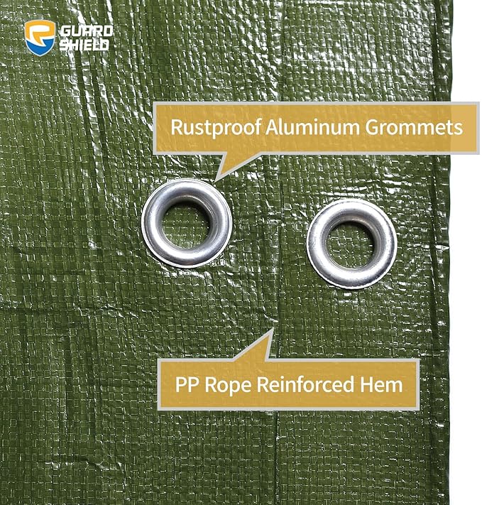 GUARD SHIELD Tarp Green Tarps Heavy Duty Waterproof 16x20 Feet Extra Large Outdoor Tarp Cover 12mil