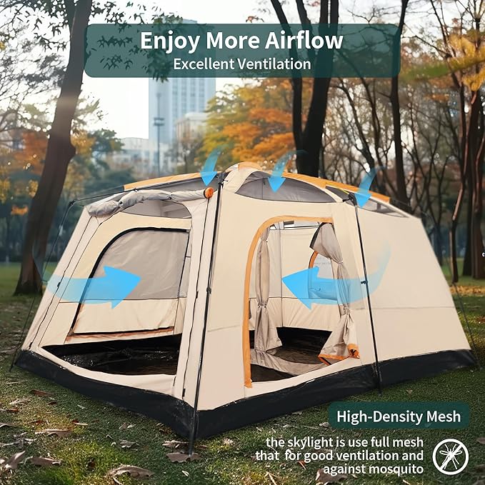 Camping Tent, Easy Setup, 1-2-8-10 Person Waterproof and Portable Tent for Camping Hiking Outdoor