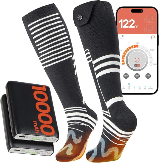Heated Socks, 14-Hour Runtime & 10000mAh Rechargeable Heated Socks for Men, Electric Socks for Women, Heated Ski Socks for Winter, Hunting, Skiing, Snowboarding, Fishing, Work