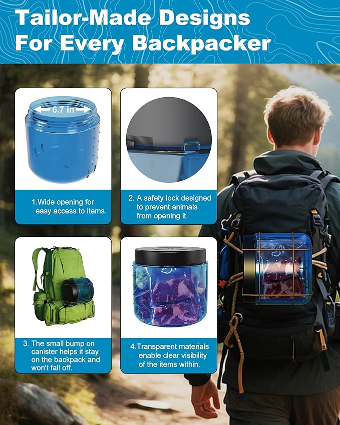 Bear-Resistant Canister with Anti-Opening Device, Waterproof and Airtight，7.2L