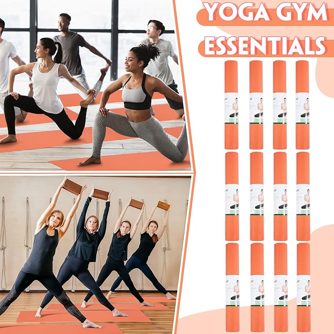 Amylove 12 Pieces Yoga Mats Bulk 68x24x0.12 Inch Exercise Non Slip Fitness Workout Mats for Women Men Home Workout Gym Yoga