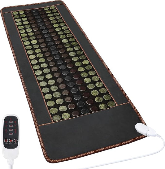 Far Infrared Heating Pad, Natural Jade and 2 Different Tourmaline Large Heating Pad, Electric Heating Pads for Back Abdomen, Auto Shut Off Function, 72" X 24",Father's Day Gifts