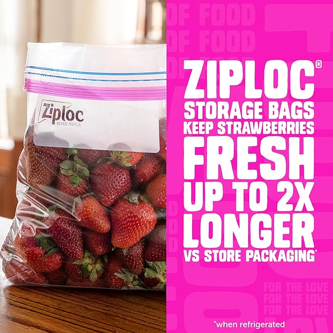 Ziploc Brand Storage Bags Variety Pack, 42ct Storage Gallon and 48ct Storage Quart with Stay Open Design, 50ct Sandwich and 50ct Snack with Grip N Seal Technology, 190ct Total