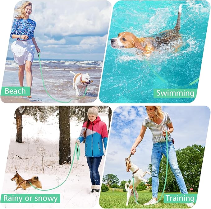 XiaZ Waterproof Long Dog Leash, Training Long Line Lead for Large Medium Small Dogs Outside Walking, Playing, Camping, or Yard (30FT, Teal)