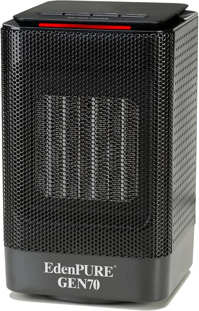 EdenPURE GEN70 Personal Heater – 950W Infrared Space Heater with Cooling Fan, Swivel Base, PTC Technology, Safe-Touch, Portable for Home, Office, or Travel