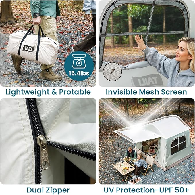 TAILI Inflatable Blow Up Tent for Camping with Hand Pump for 2/3/4/6 Person, Easy Setup Outdoor Inflatable Oxford Waterproof Air Tent House for Family Camping Adult