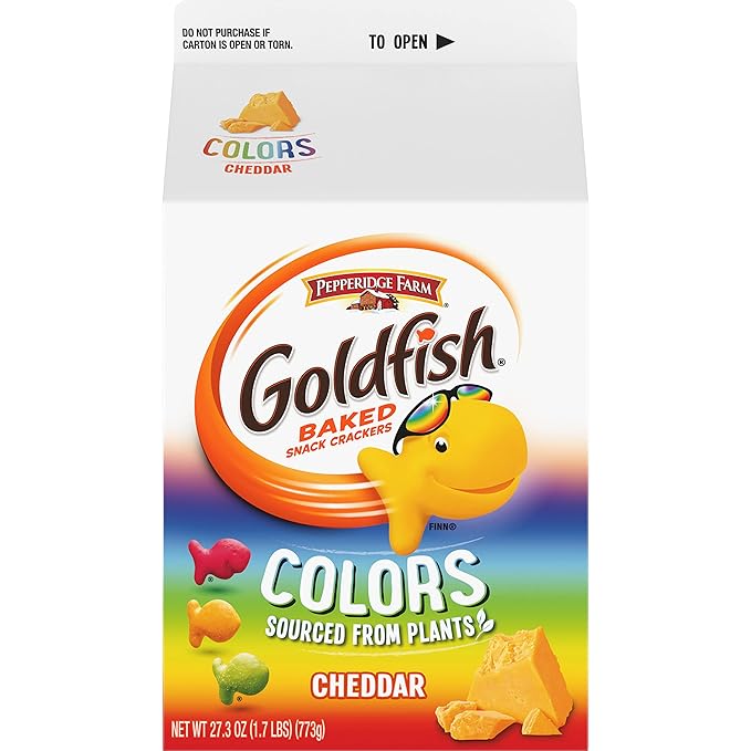 Goldfish Colors Cheddar Cheese Crackers, 27.3 oz Carton (Pack of 2)