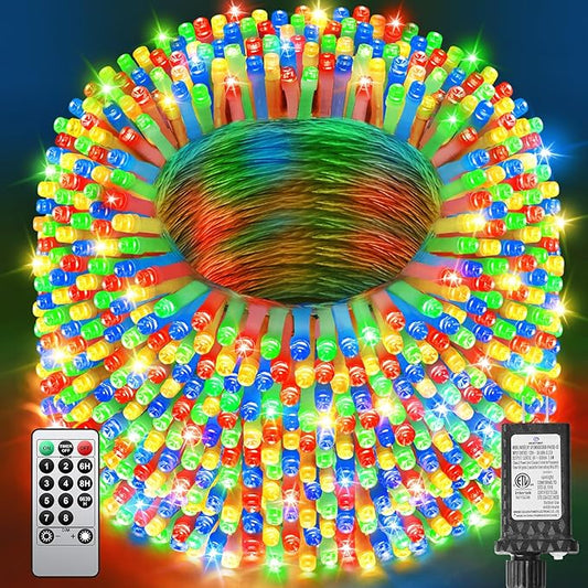 552FT 1400 LED Christmas Lights, Extra Long Outdoor String Lights Waterproof, Timer & Memory, 8 Modes Dimmable Plug in Fairy for Outside Tree Wedding Patry Multicolor