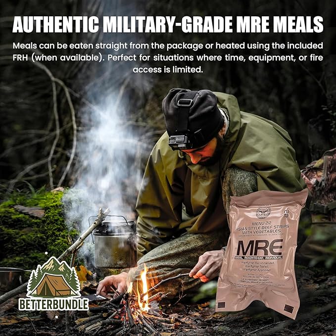 MRE, U.S. MRE Meals, Emergency Supplies, Emergency Food Supply, Survival Food, Freeze Dried Food w/Flameless Heater, Ready Meals (Variety Pack of 24) – (A & B Case Inspection 2025, 2026)