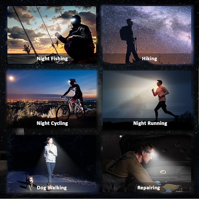 LED Headlamp Rechargeable with Motion Sensor USB Head Lamp Comfortable Headband with Wide Beam 5 Modes 350 Lumen Ultra Bright Flashlight Head light for Outdoor Camping Hiking Running Work Pack of 3