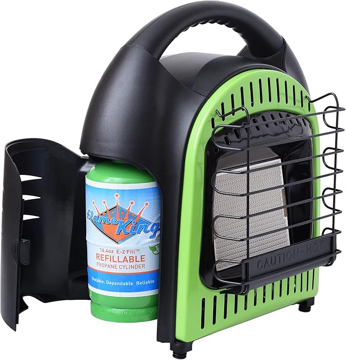 Flame King YSN-CHS10 10,000 BTU Propane Space Radiant Portable Heater Indoor* & Outdoor for Camping, Garage, Ice Fishing, Patio, Green/Black 10K