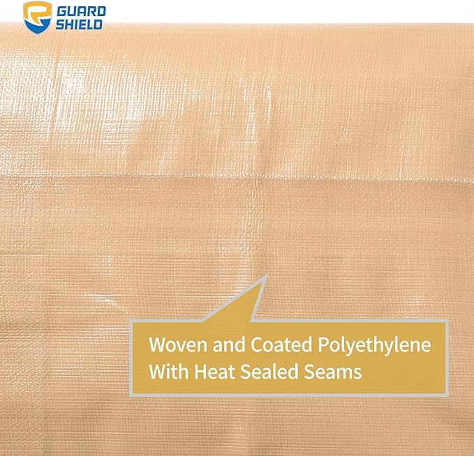 GUARD SHIELD Beige Tarp 20x30 Feet Large Tarps Heavy Duty Outdoor Tarpaulin Cover 12mil