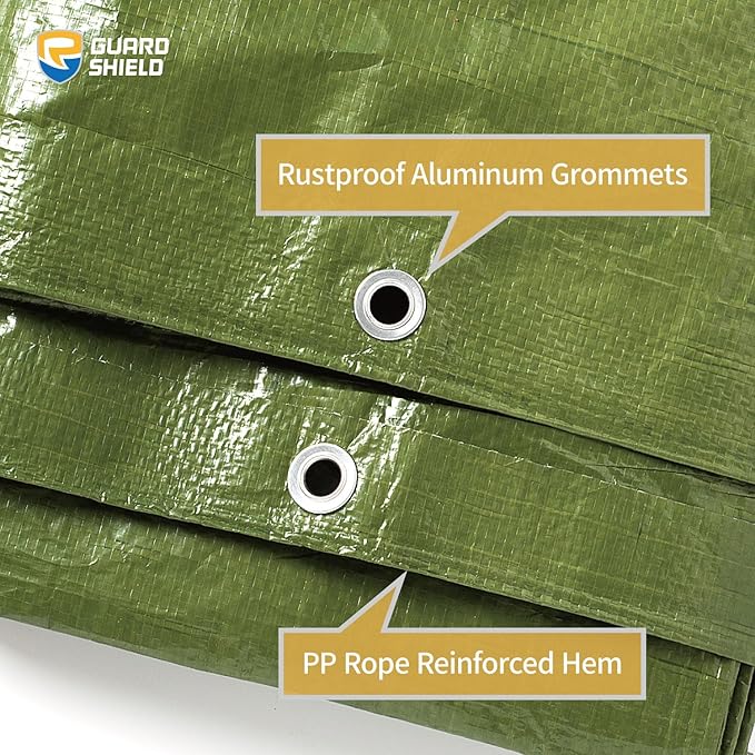 GUARD SHIELD Tarp Green 10x12 Feet Multi Purpose Waterproof Poly Tarp Cover 5mil