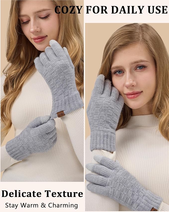 REACH STAR Winter Gloves for Women-Upgraded Touch Screen Elastic Thermal Knit Lining Warm Gloves for Cold Weather
