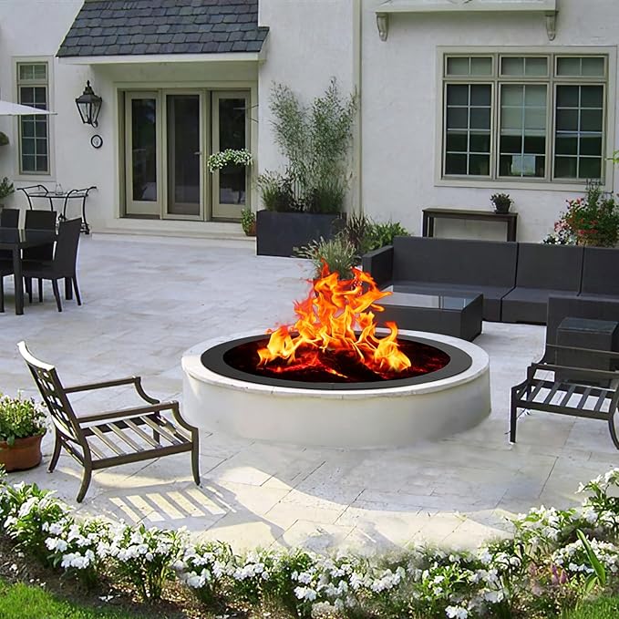60 inch Inner Fire Pit Ring, 64 inch Outer Large Round Steel Fire Pit Insert Metal Fire Ring Liner Rim Heavy Duty for Outdoor