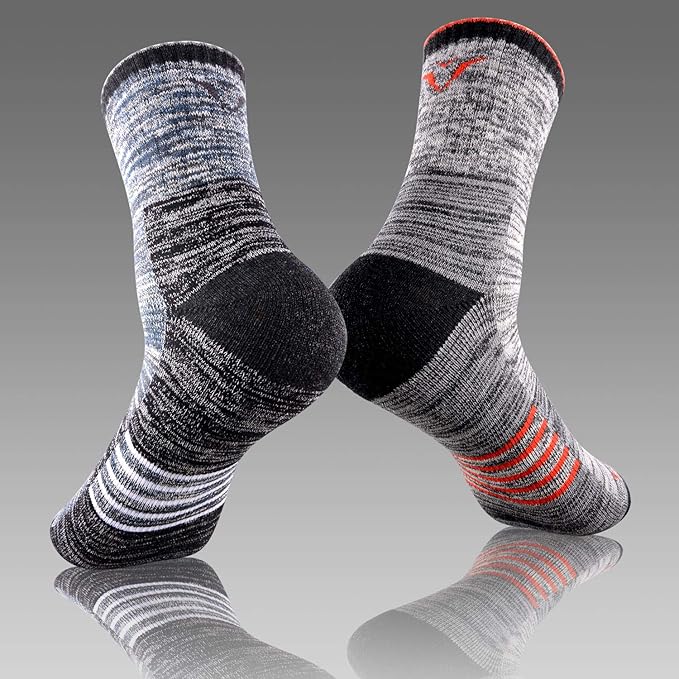 FEIDEER Men's Walking Hiking Socks, Wicking Cushion Quarter Crew Socks for Mens Outdoor Sports, 3/4/5 Pair, 6-15 Size