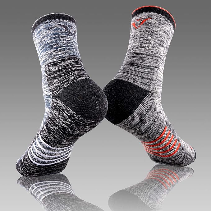 FEIDEER Men's Walking Hiking Socks, Wicking Cushion Quarter Crew Socks for Mens Outdoor Sports, 3/4/5 Pair, 6-15 Size