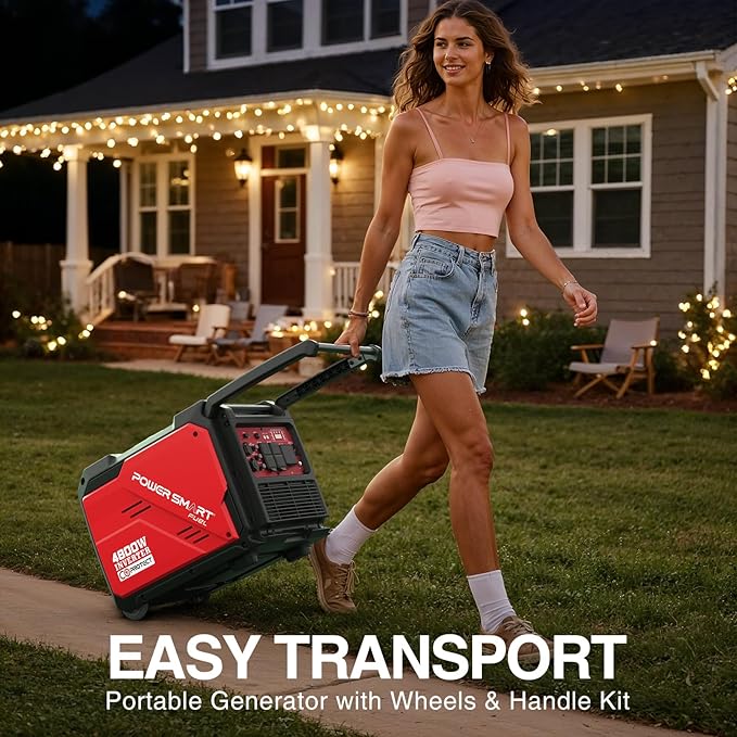 PowerSmart 4800-Watt Portable Inverter Generator with Wheels Handle Kit, CO Protect, Quiet, 30 Amp for RV-Ready, HB5046C