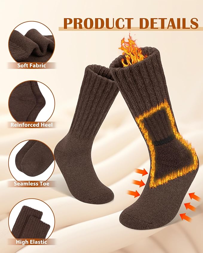 YSense Thermal Wool Socks for Women Thick Winter Boot Socks for Women Warm Cozy Breathable Hiking Socks 4 Pairs