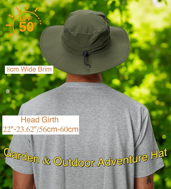 Home Prefer UPF50+ Mens Sun Hat Wide Brim Fishing Hat Sun Protection Beach Gardening Bucket Hat for Men Women