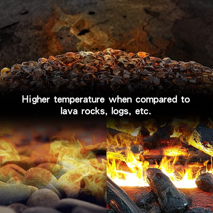 Stanbroil 10-Pound Fire Glass - 1/2 inch Polygon Fire Glass for Fireplace Fire Pit and Landscaping, Amber