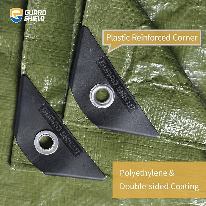 GUARD SHIELD Tarp Green 12x16 Feet Multi Purpose Waterproof Poly Tarp Cover 5mil (2-Pack)