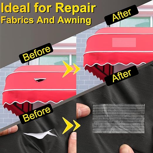 RV Awning Repair Tape for Tarp, 5Inch × 60FT Tent Repair Tapes Canvas Repair Tape, Heavy Duty Waterproof Tear Repair Patch Kit for Tarp, Tent, Canopy, Boat Cover, Canvas, Sail Tape