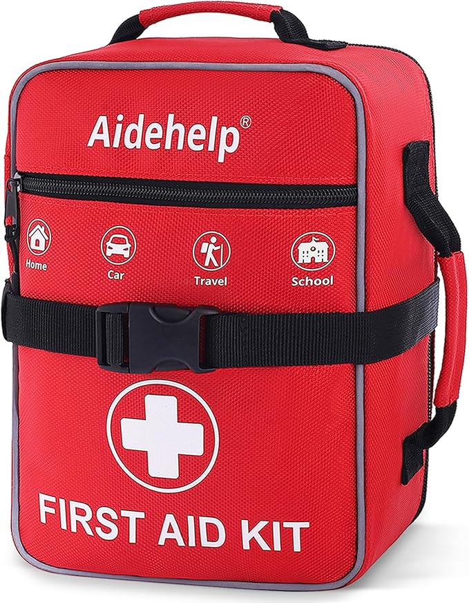 520 Pieces Premium First Aid Kit - Large Emergency Medical Kit for Survival, Car, Home, Travel, Camping, Backpack, Hiking, School (Red)