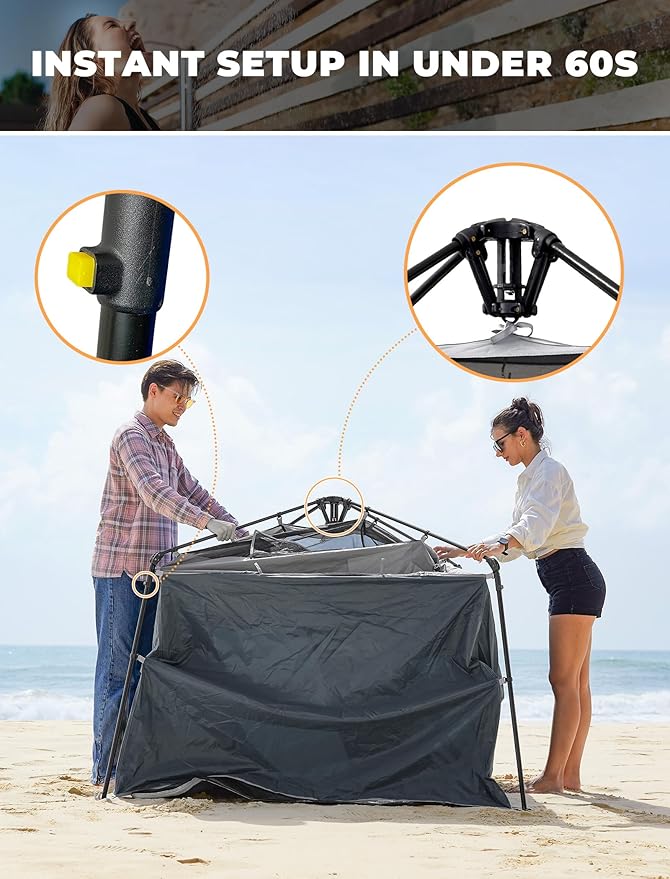 KingCamp Instant Shower Tent, Portable Superior Stable Privacy Shelter, Large Room Outdoor Toilet Tent with Floor for Beach, Camping & Hiking, Setup in Under 60s